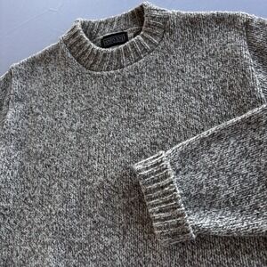 Lands' End Wool Blend Crewneck Sweater Mens Large Made USA Chunky Knit